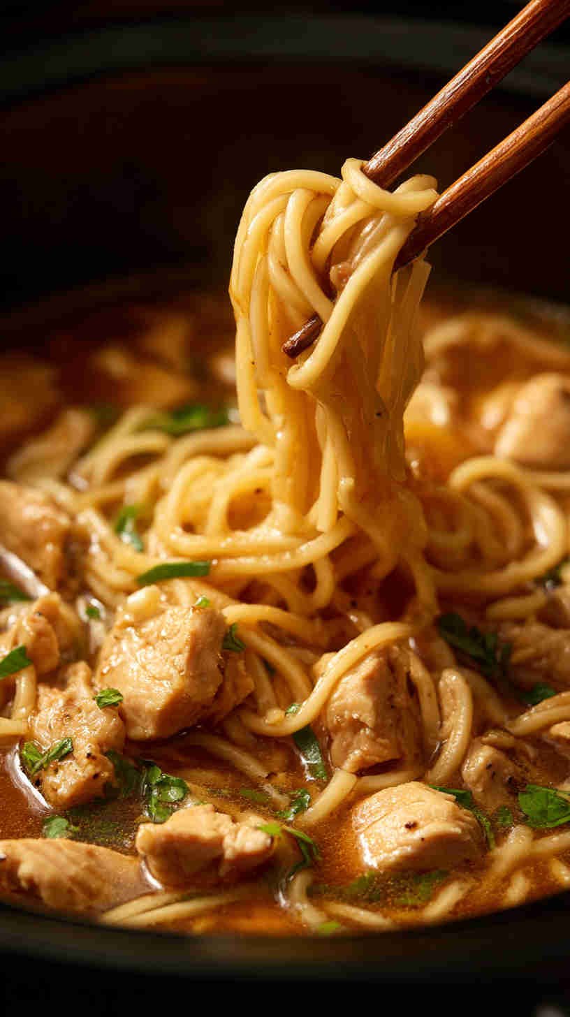 Slow Cooker Teriyaki Chicken Noodle Soup