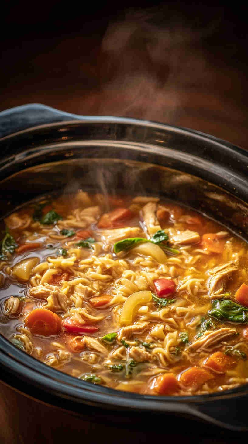 Slow Cooker Teriyaki Chicken Noodle Soup