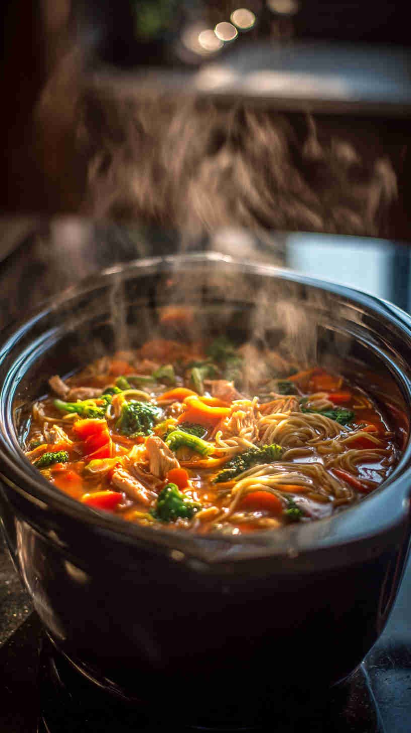 Slow Cooker Teriyaki Chicken Noodle Soup