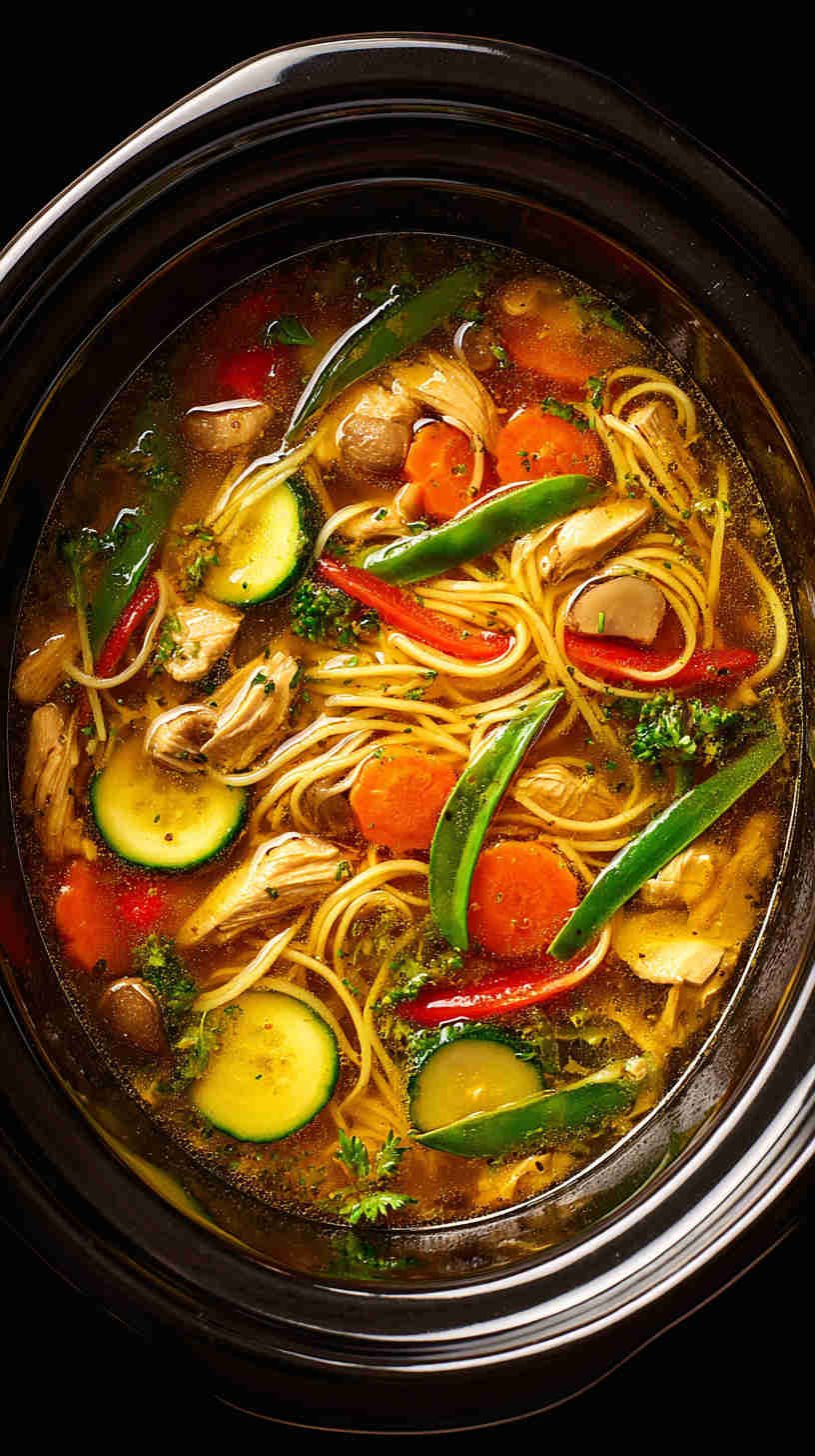 Slow Cooker Teriyaki Chicken Noodle Soup