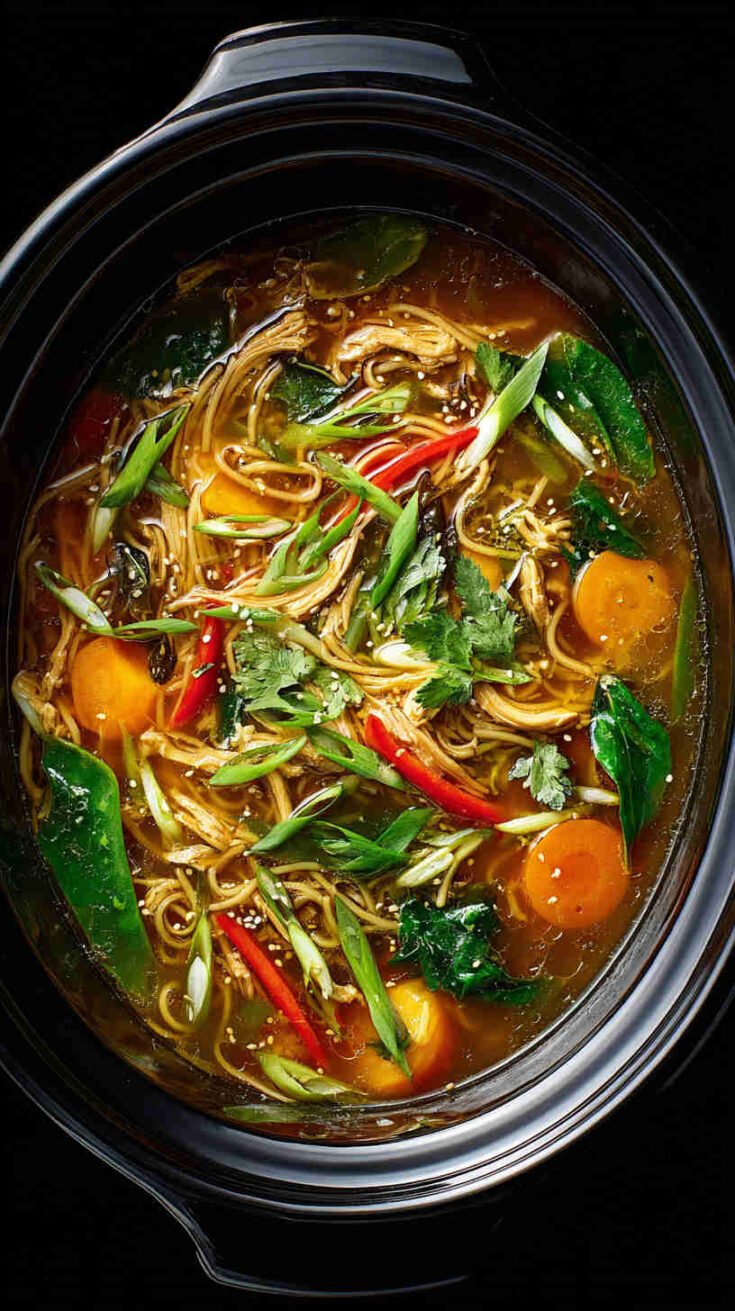 Slow Cooker Teriyaki Chicken Noodle Soup