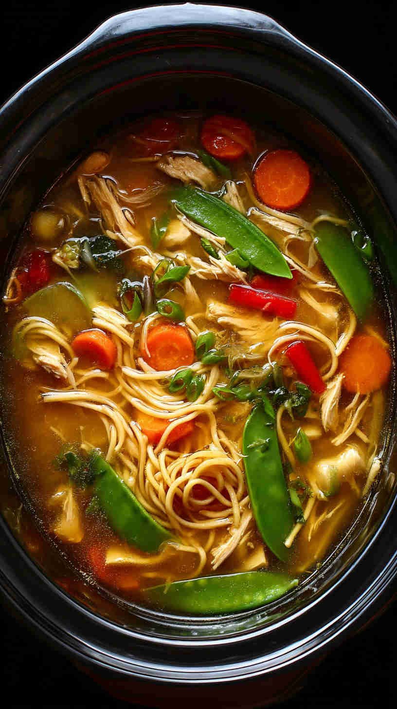 Slow Cooker Teriyaki Chicken Noodle Soup
