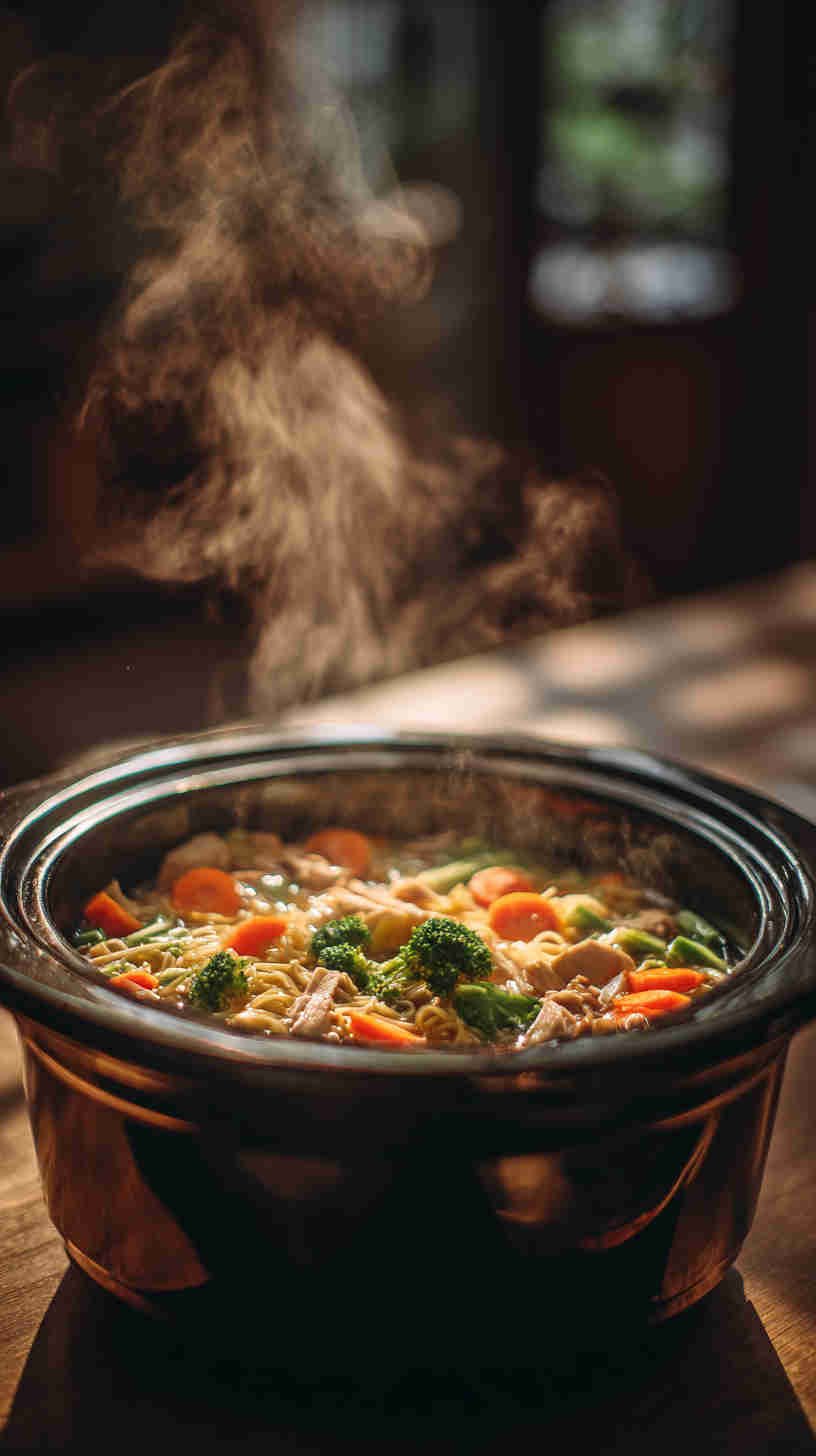 Slow Cooker Teriyaki Chicken Noodle Soup