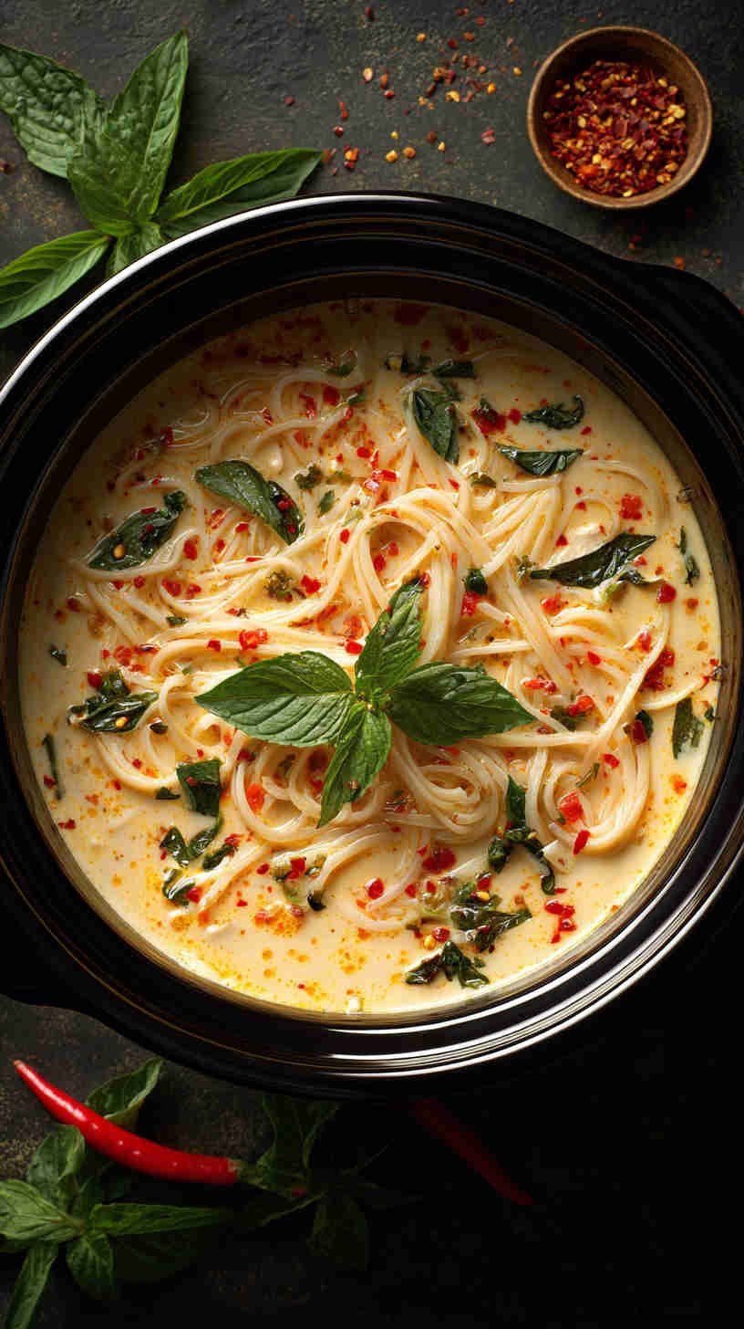 Slow Cooker Thai Coconut Curry Noodle Soup