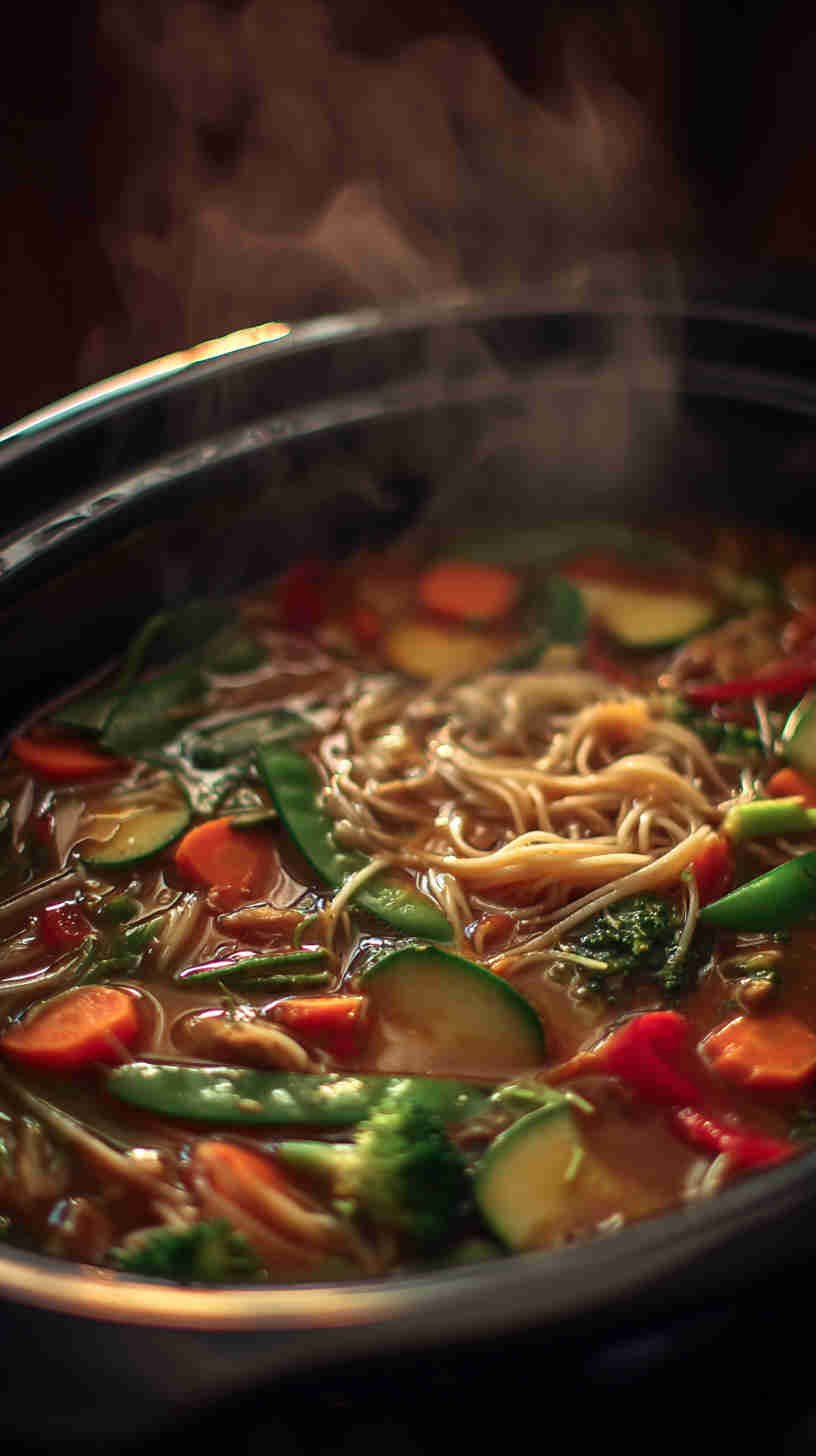 Slow Cooker Thai Coconut Curry Noodle Soup