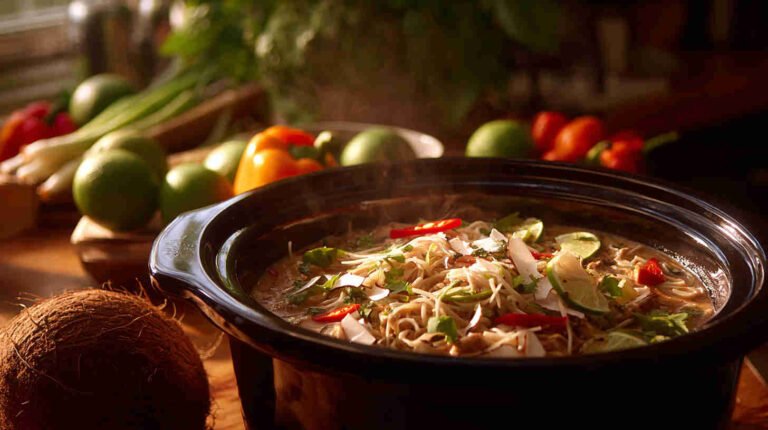 Slow Cooker Thai Coconut Curry Noodle Soup