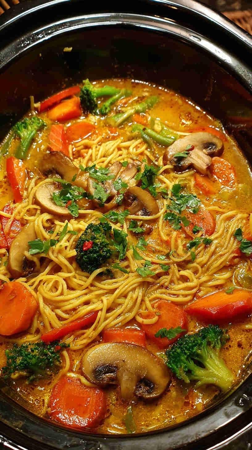 Slow Cooker Thai Coconut Curry Noodle Soup