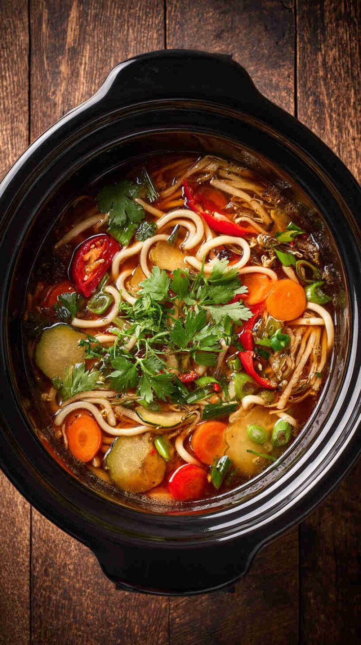 Slow Cooker Udon Noodle Soup with Vegetables