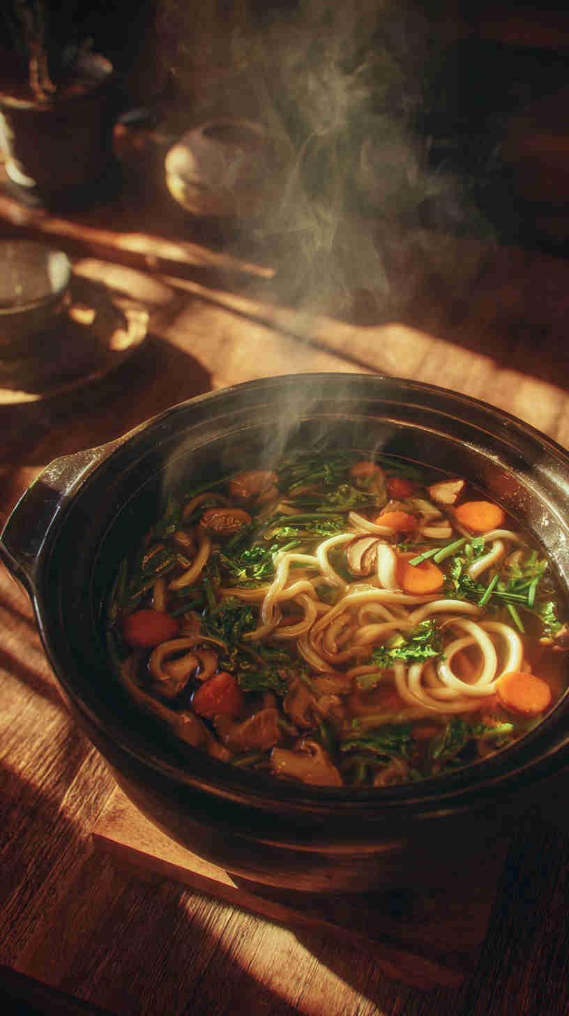 Slow Cooker Udon Noodle Soup with Vegetables