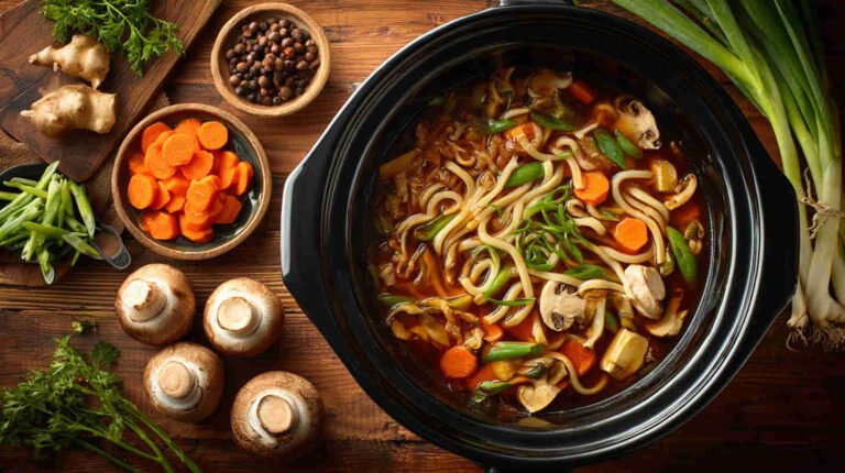 Slow Cooker Udon Noodle Soup with Vegetables