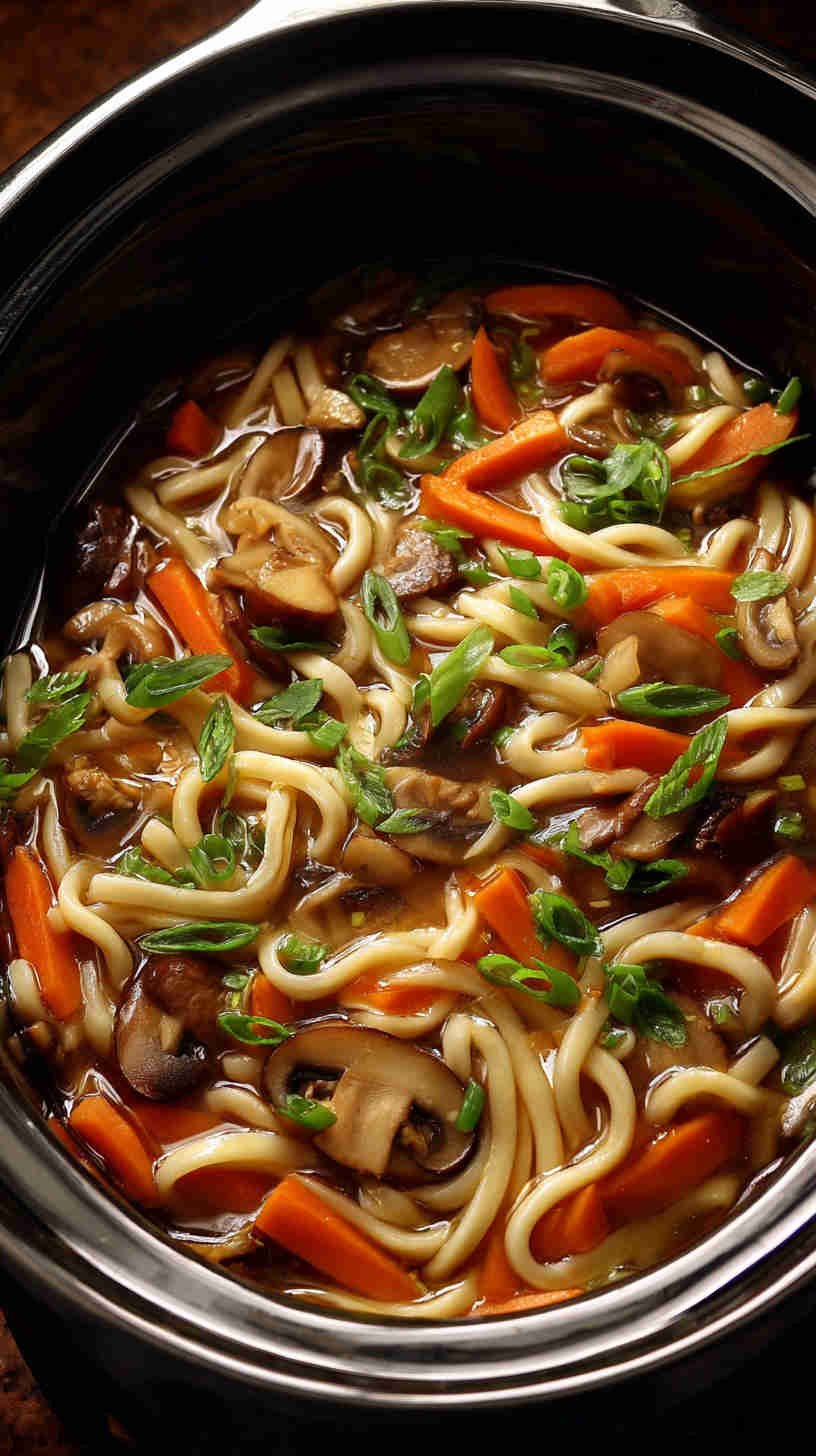Slow Cooker Udon Noodle Soup with Vegetables