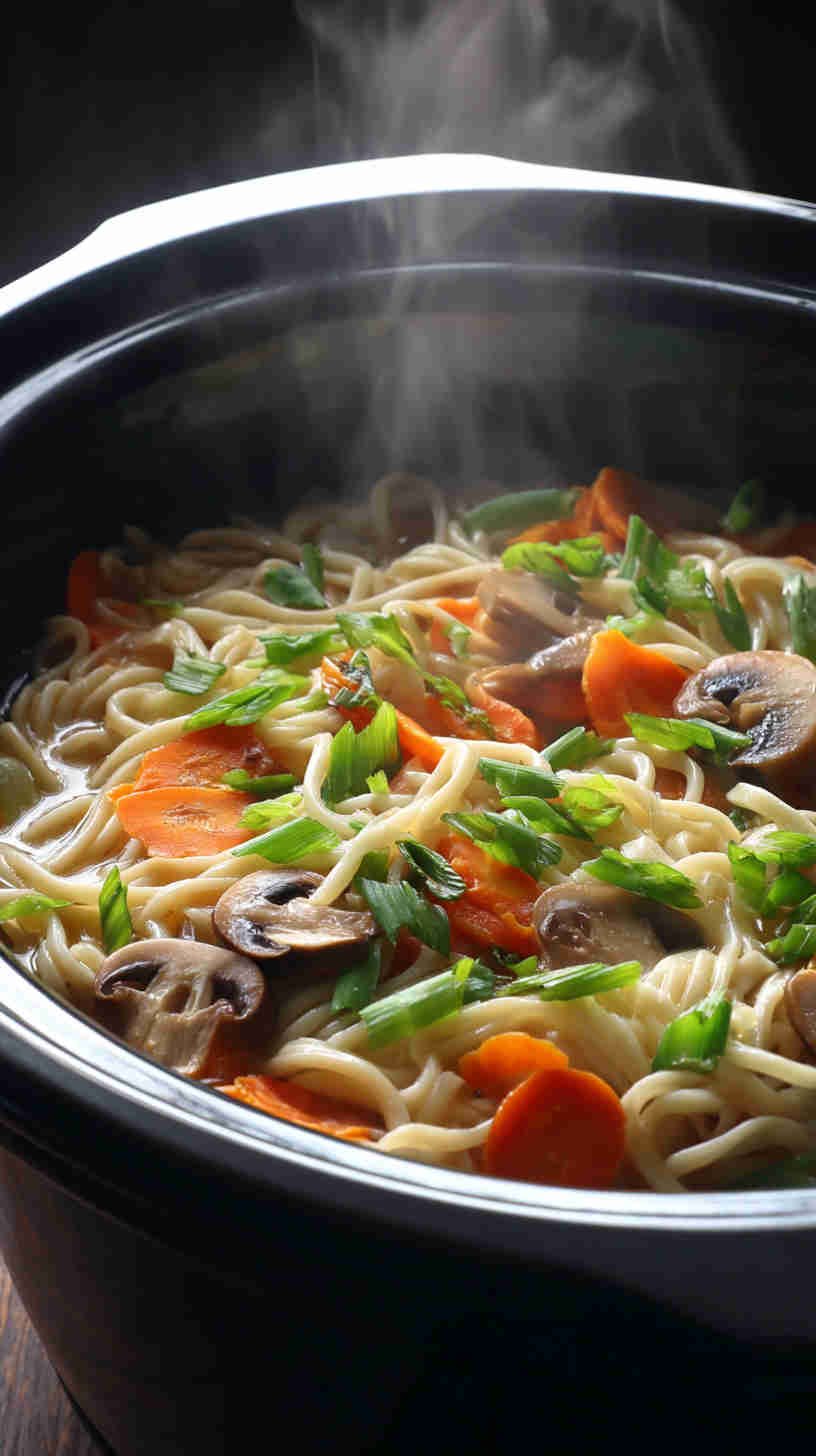 Slow Cooker Udon Noodle Soup with Vegetables