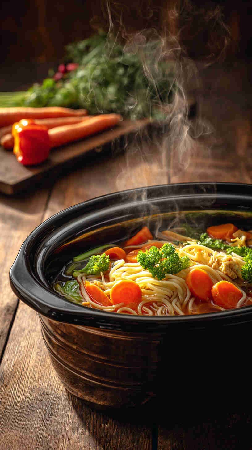 Slow Cooker Udon Noodle Soup with Vegetables
