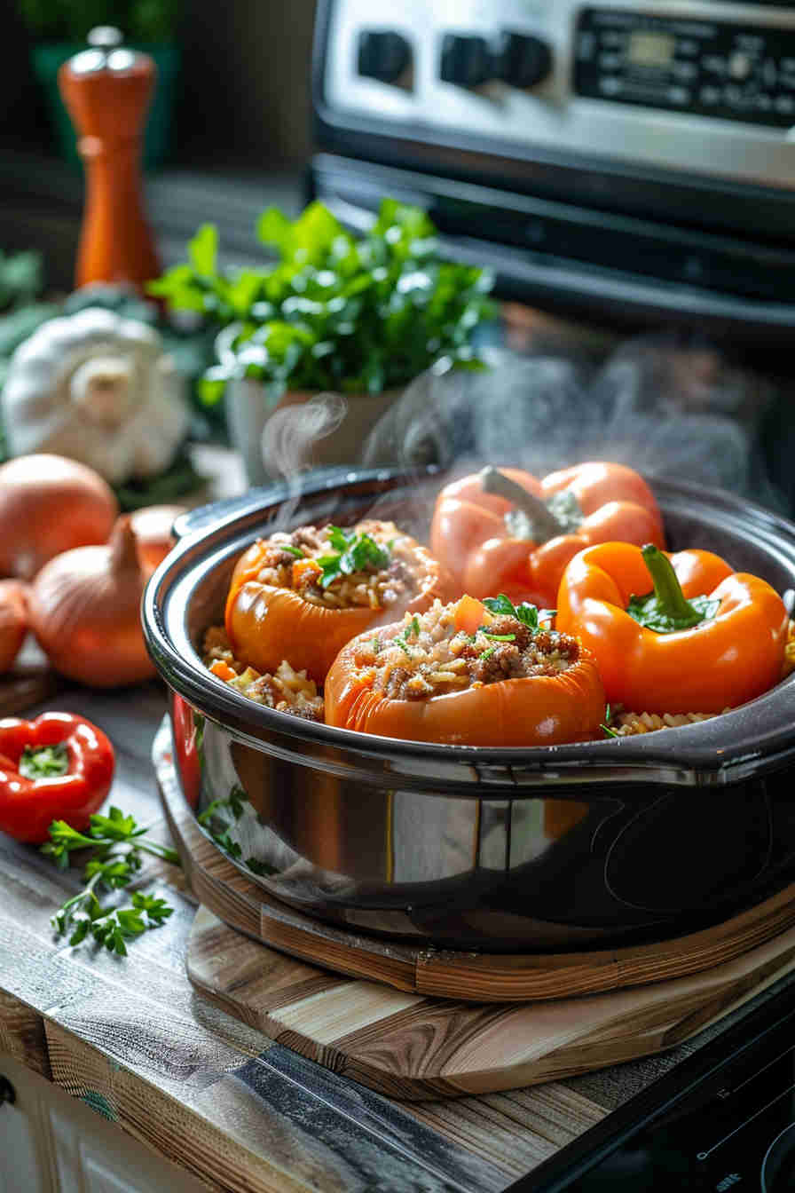 Crockpot Stuffed Bell Peppers