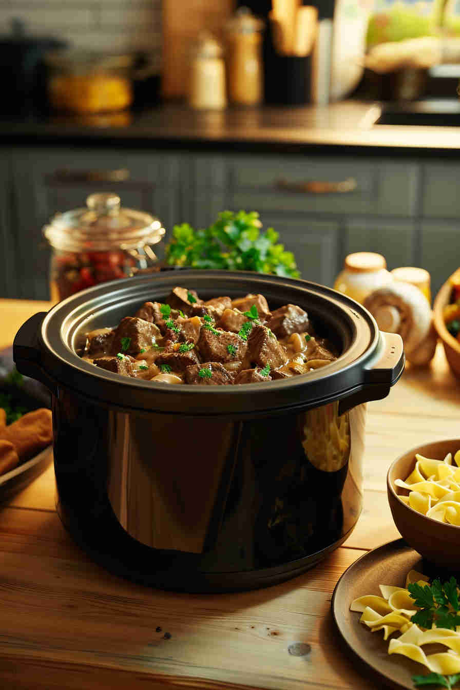 Slow Cooker Beef Stroganoff