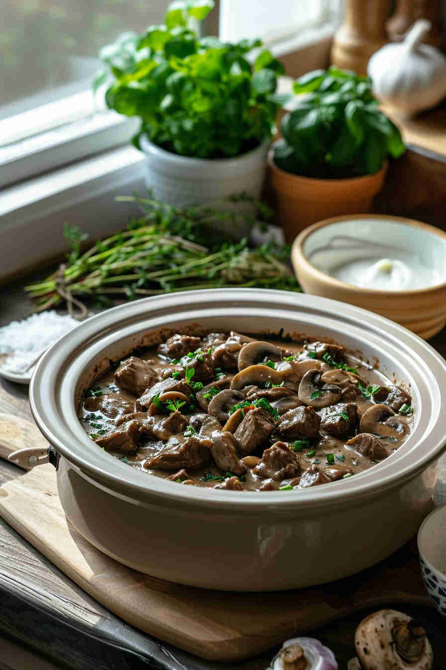 Slow Cooker Beef Stroganoff