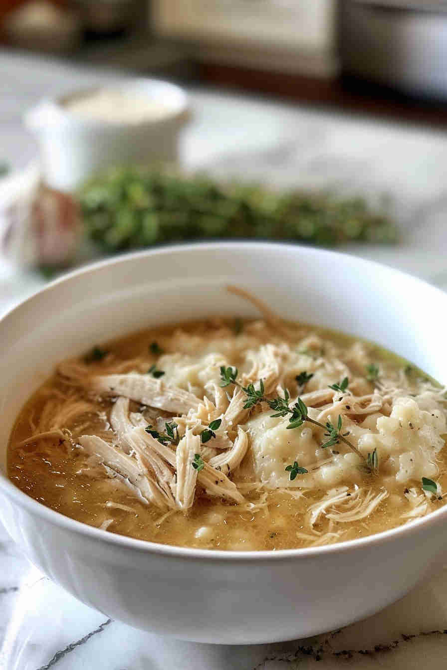Tasty Slow Cooker Chicken and Dumplings