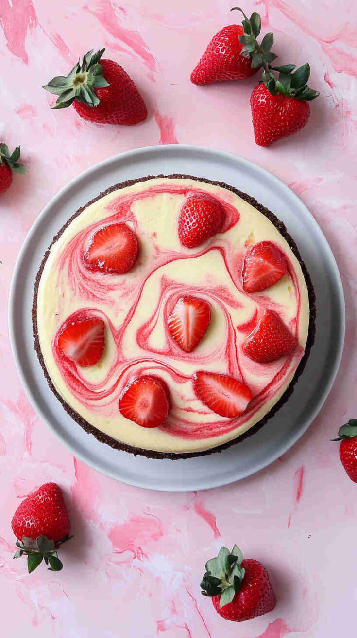 Slow Cooker Strawberry Swirl Cheesecake recipe