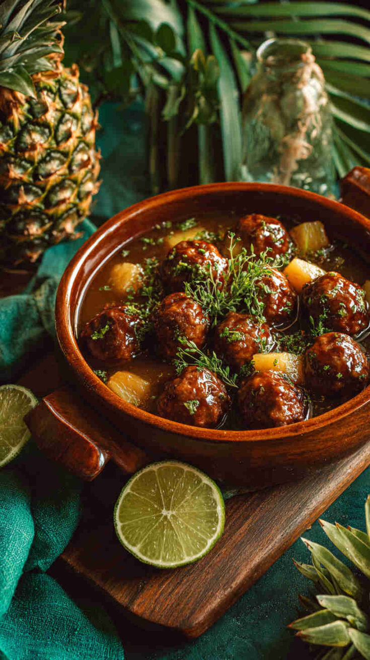 Crockpot BBQ Pineapple Meatballs
