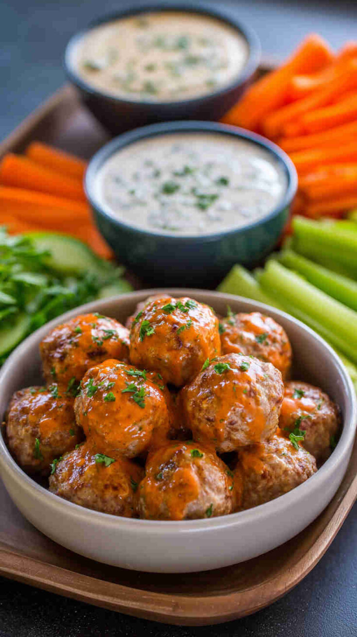 Crockpot Buffalo Ranch Meatballs