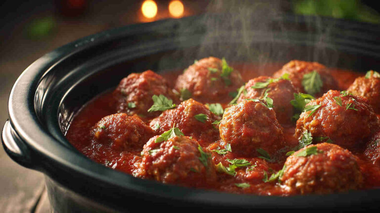 Crockpot Cranberry Glazed Meatballs