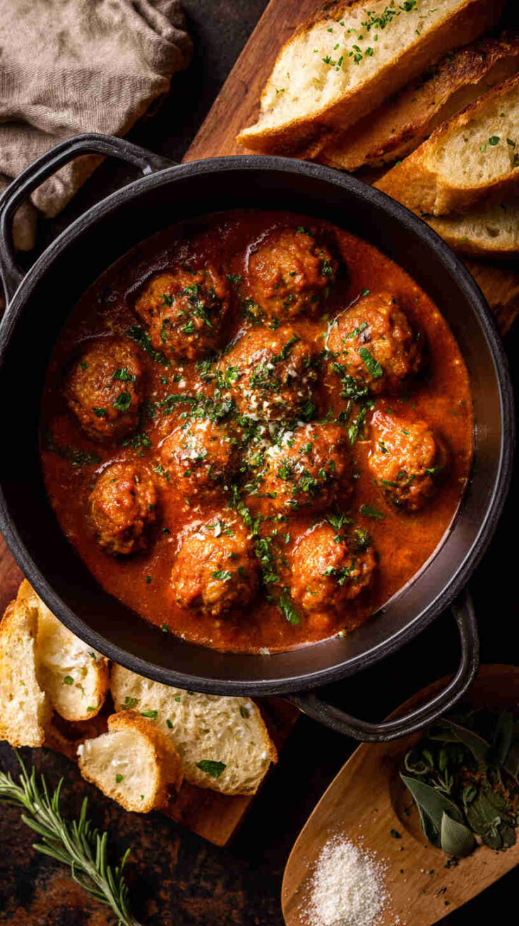 Crockpot Parmesan Garlic Meatballs