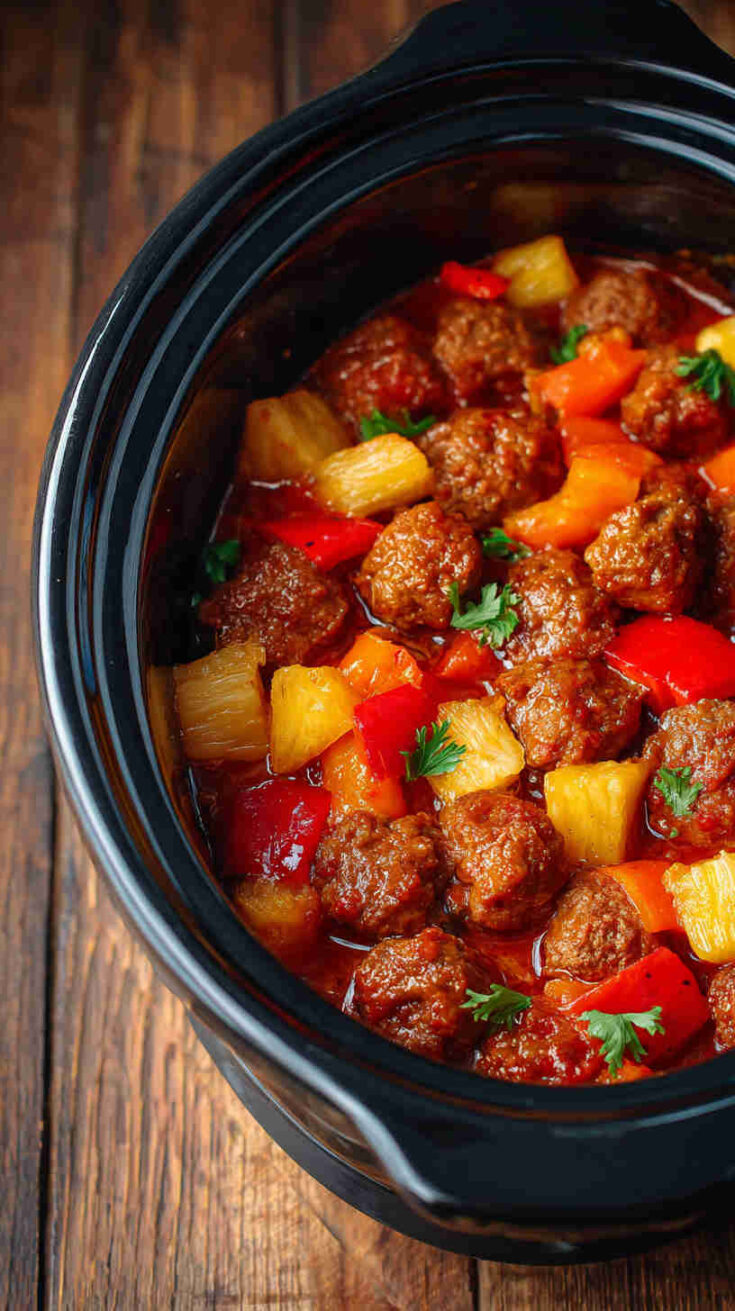 Crockpot Sweet and Sour Meatballs