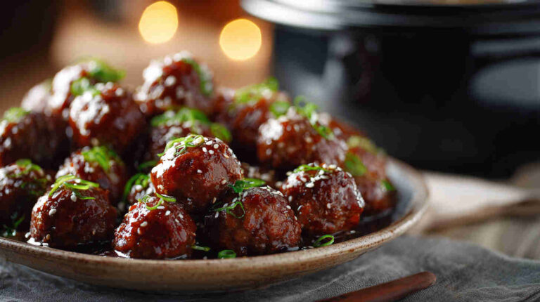 Crockpot Teriyaki Glazed Meatballs