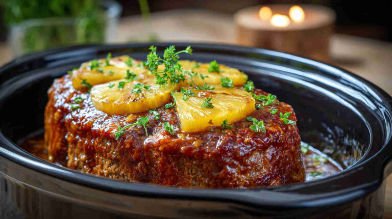 Crockpot Teriyaki Meatloaf with Pineapple