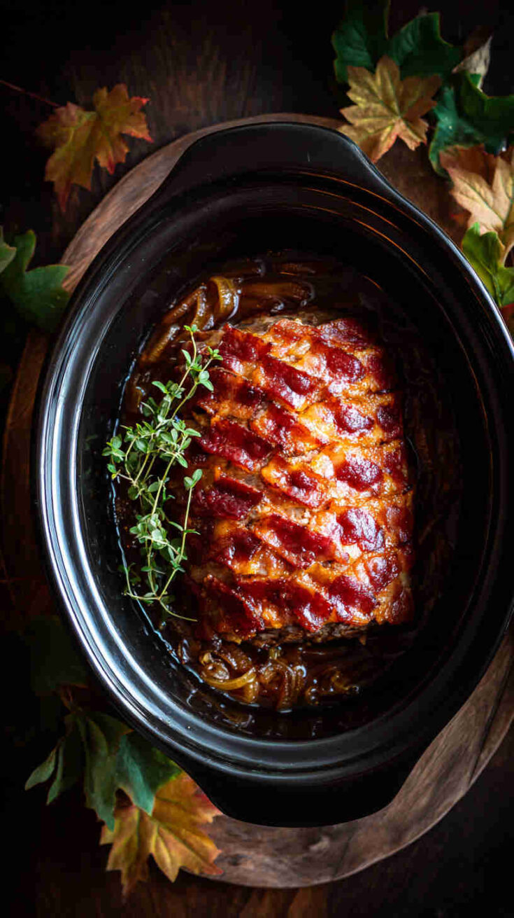 Slow Cooker Bacon-Wrapped Meatloaf