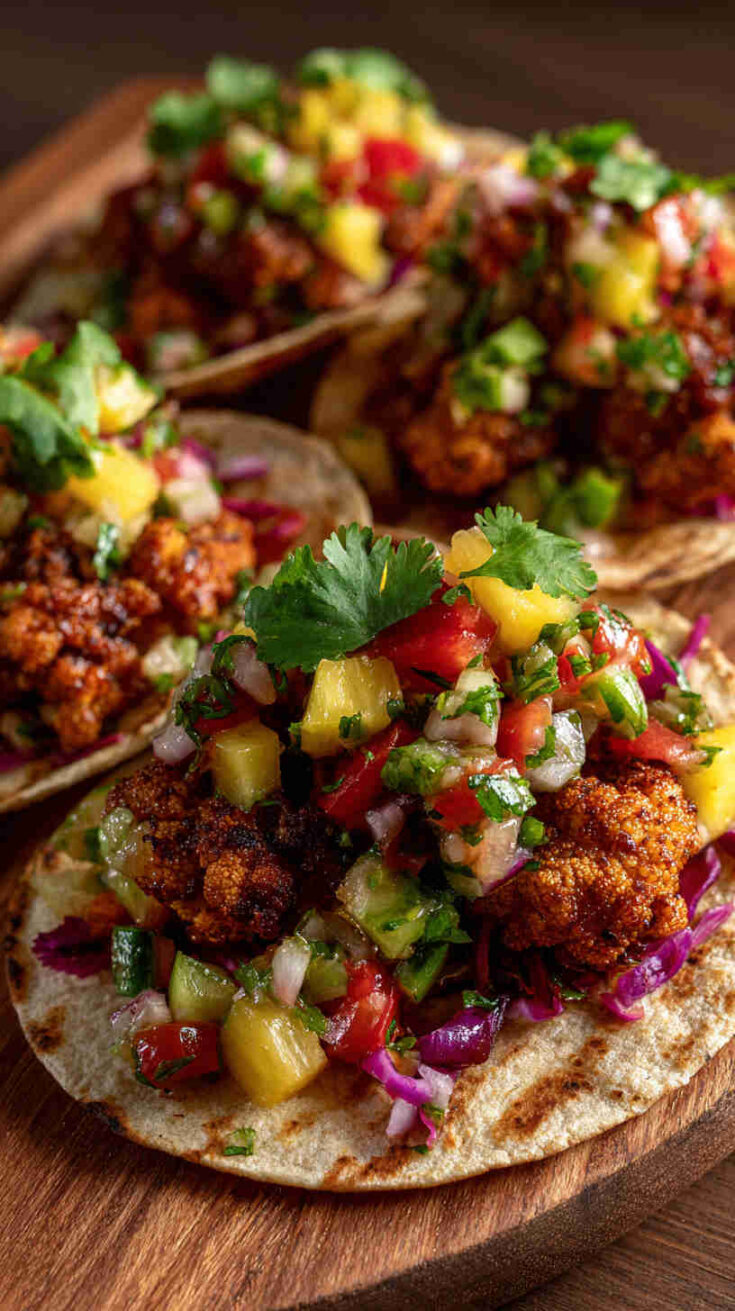 Slow Cooker Jamaican Jerk Cauliflower Tacos