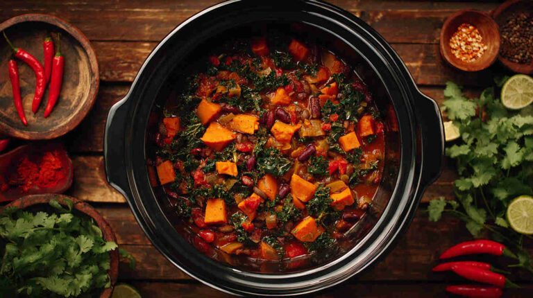 Crockpot Kale and Sweet Potato Chili