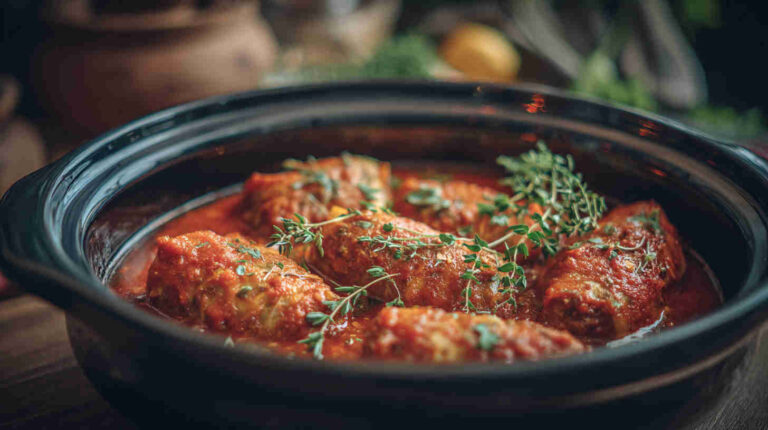 Crockpot Lentil-Stuffed Cabbage Rolls