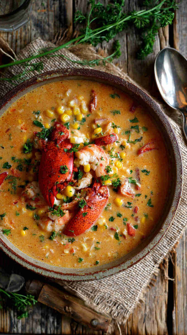 Crockpot Lobster and Corn Bisque