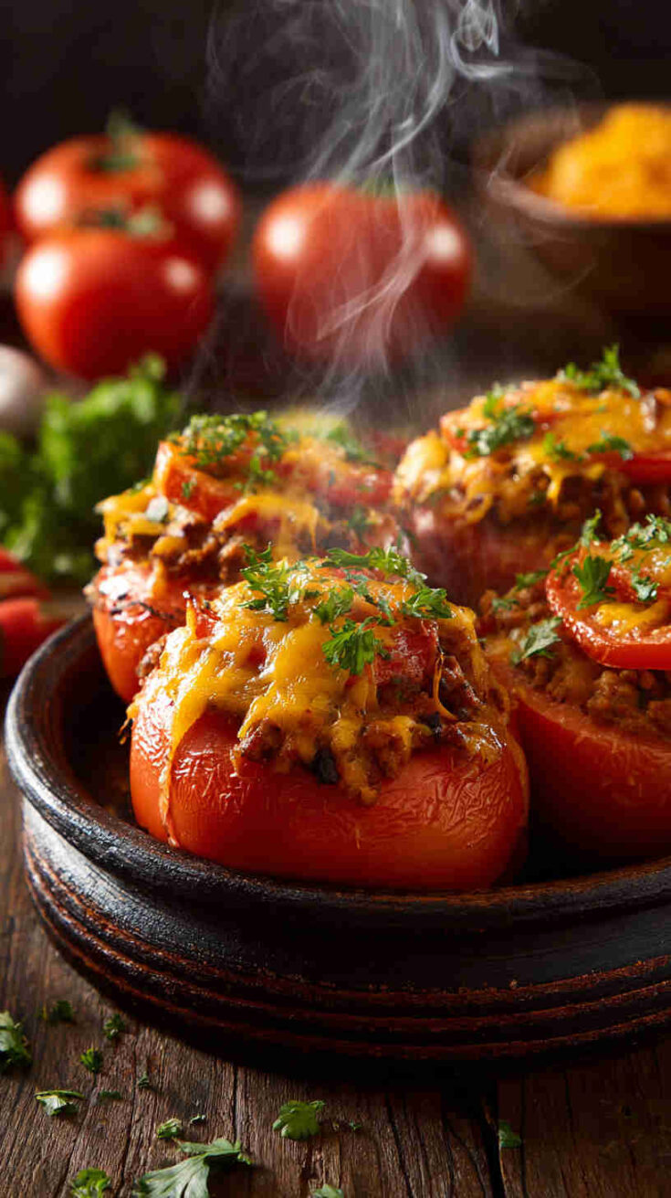 Crockpot Taco-Stuffed Tomatoes