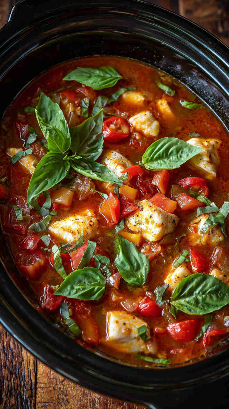 Crockpot Tomato Basil Fish Stew