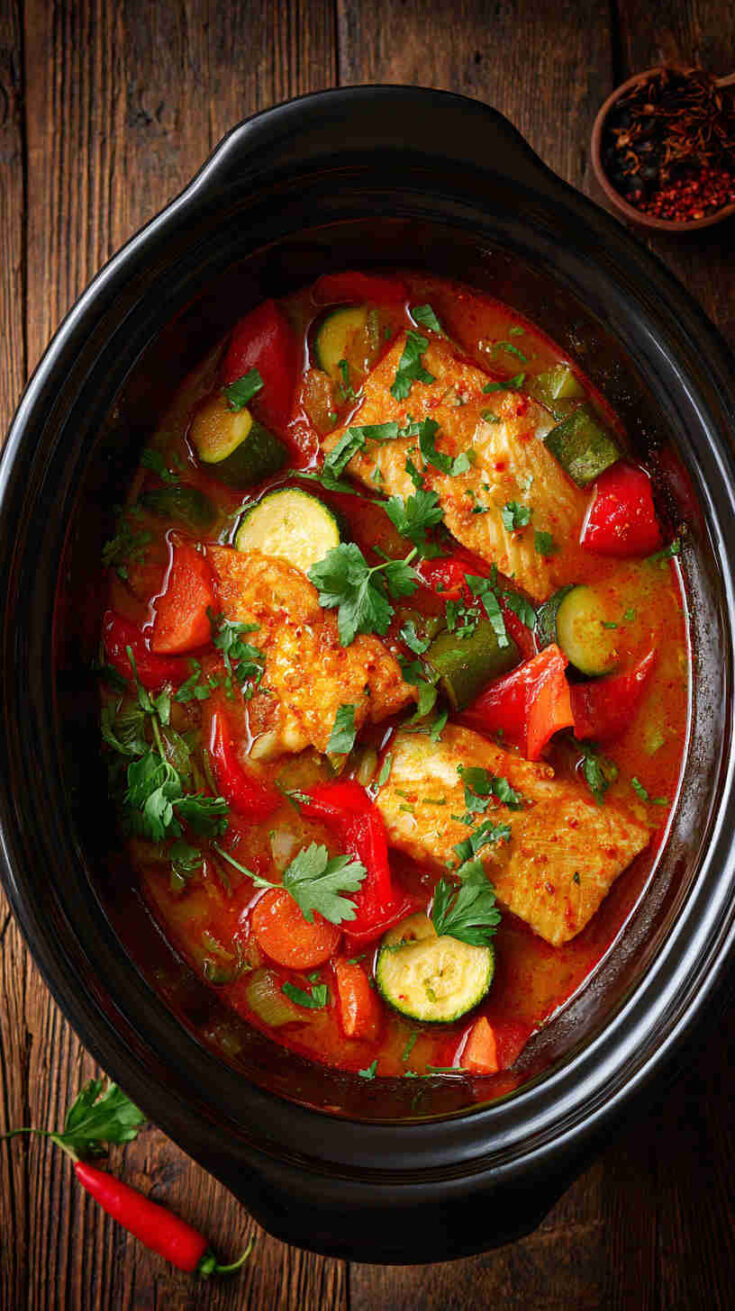 Slow Cooker Spicy Thai Coconut Fish Stew