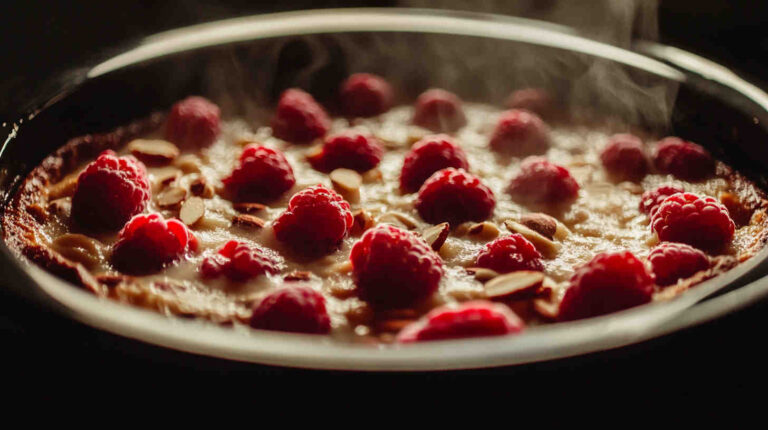 Crockpot Raspberry Almond Clafoutis recipe
