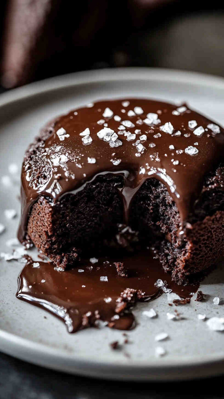 Slow Cooker Dark Chocolate Sea Salt Lava Cake recipe
