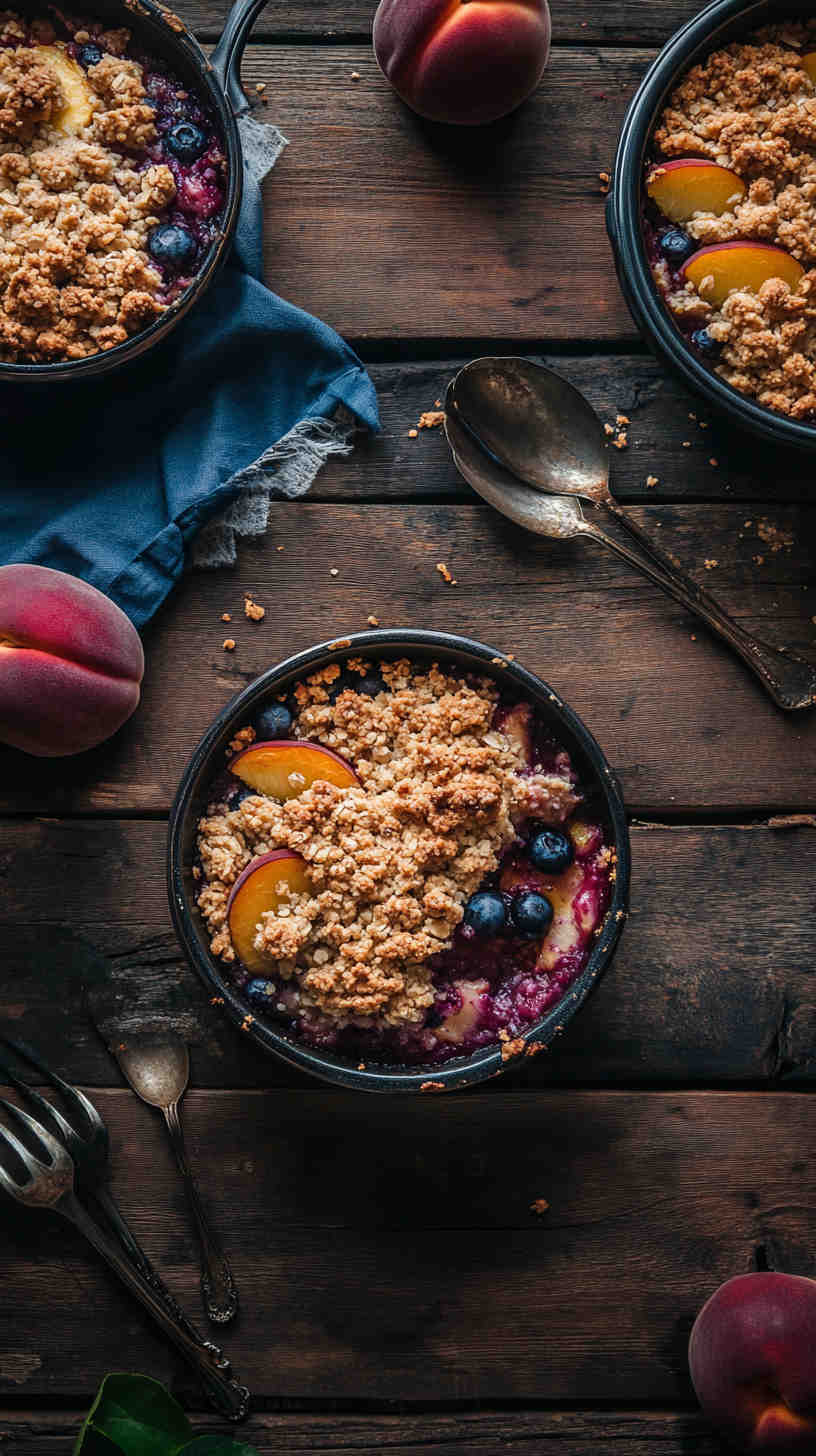 Slow Cooker Peach and Blueberry Crumble recipe
