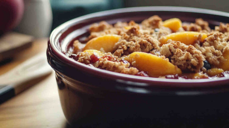 Slow Cooker Peach And Blueberry Crumble Recipe 9
