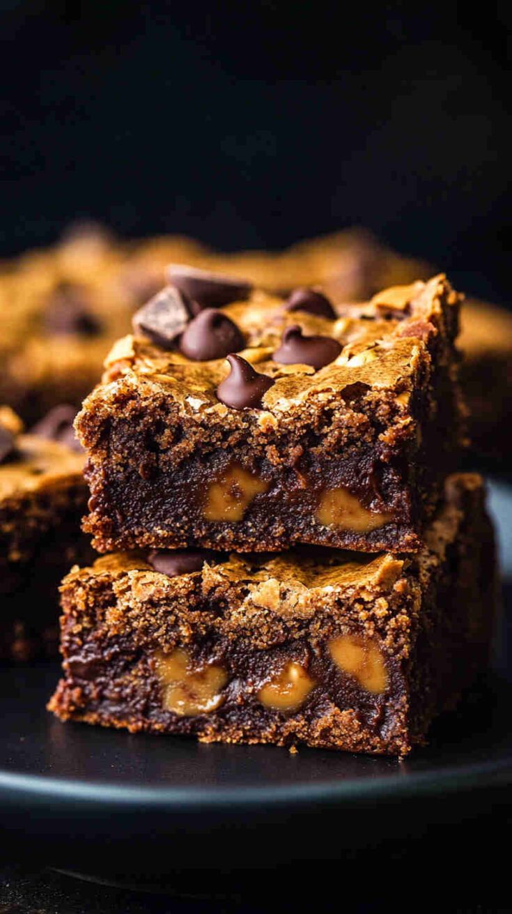 Easy Crockpot Chocolate Peanut Butter Blondies