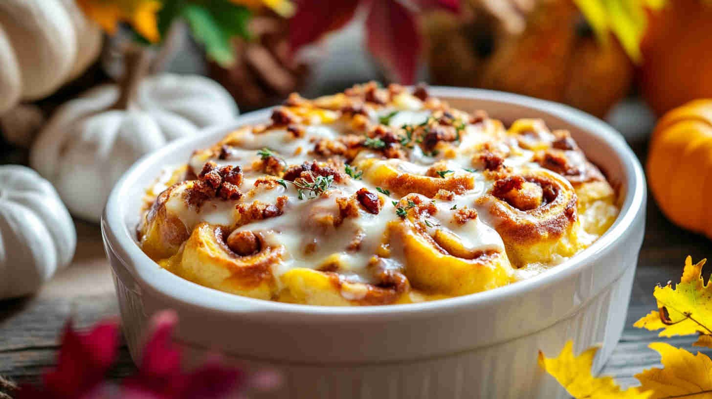 Crockpot Pumpkin Cinnamon Roll Casserole Recipe 4